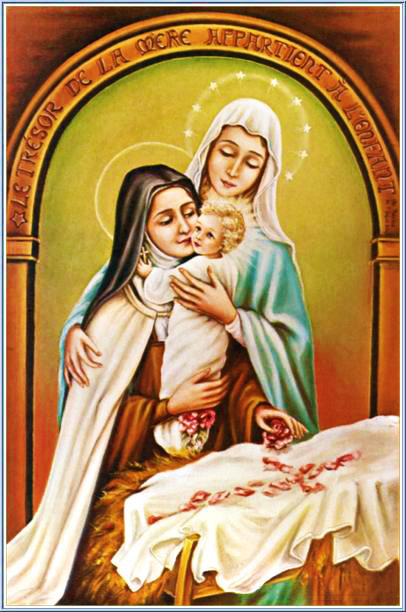 saint therese with baby jesus and virgin mary